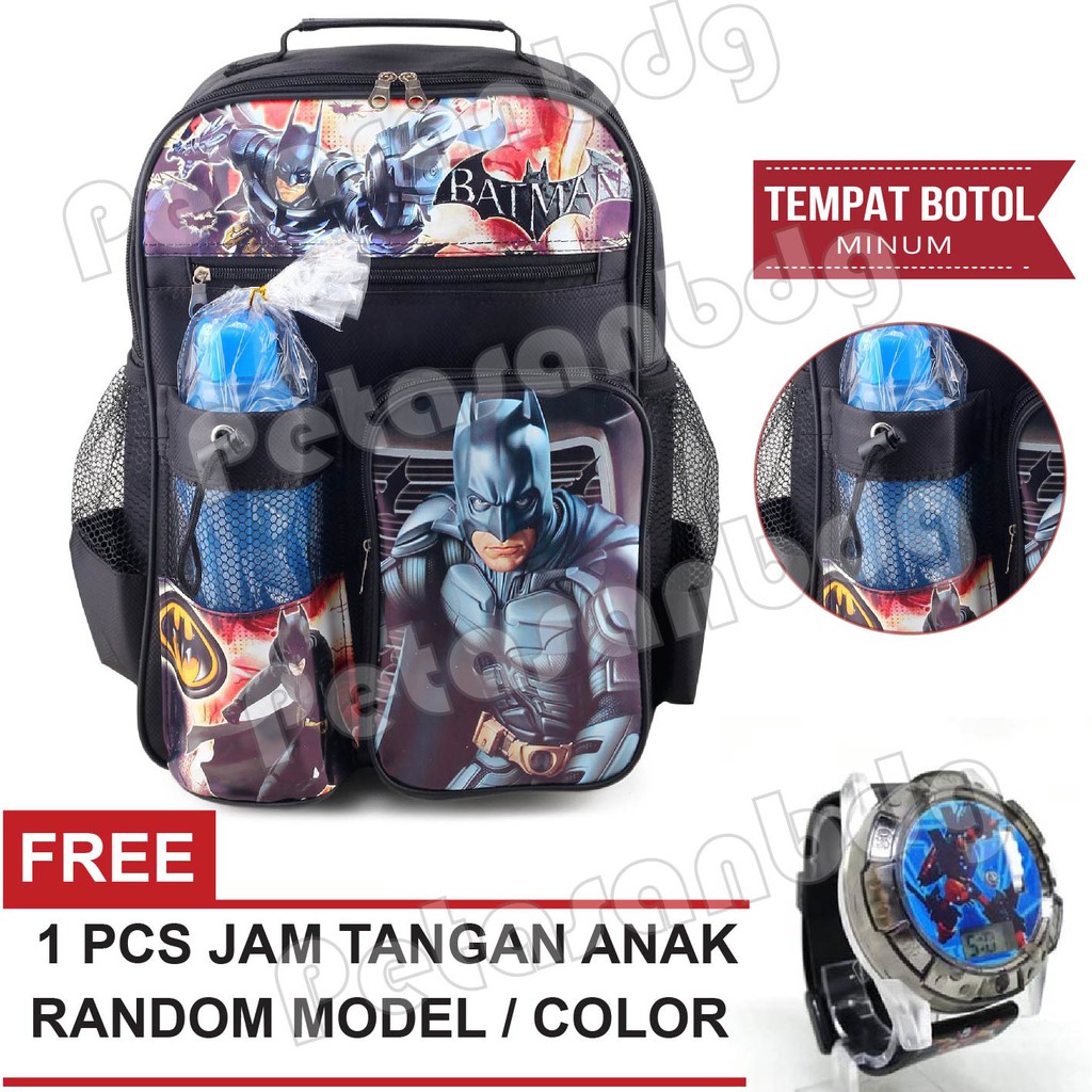 PTS - Ransel Sekolah Anak Cowo / Laki Laki Karakter - Batman - Great Battle + FREE Jam Tangan Laki-laki .PTS