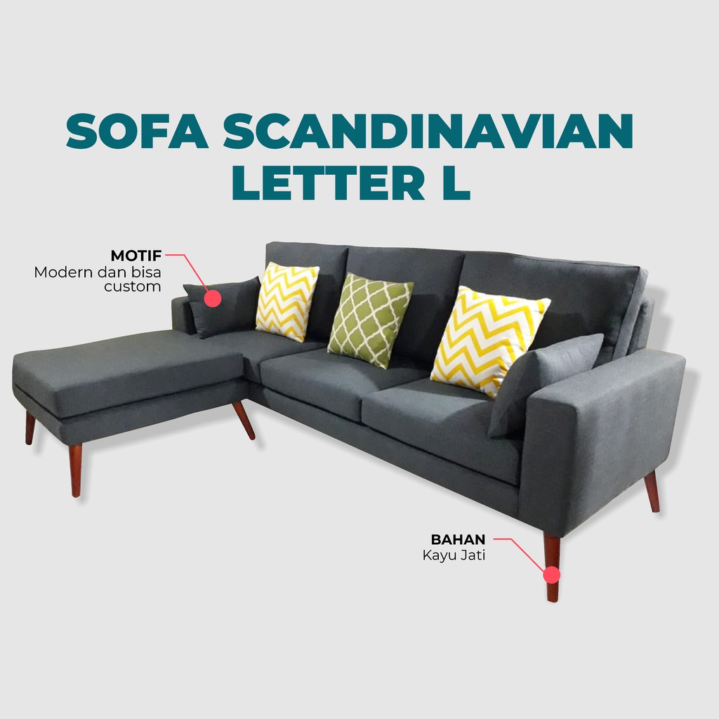 Sofa Bed Minimalis / Scandinavian Letter L Bahan Nagata Oscar Bludru