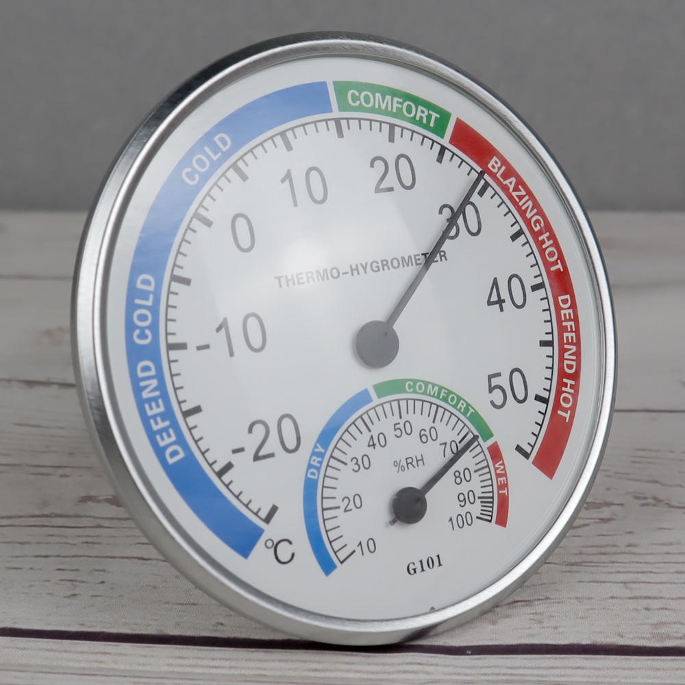 Anymetre Analog Thermometer Hygrometer Temperature Humidity - White - 3GHX01WH