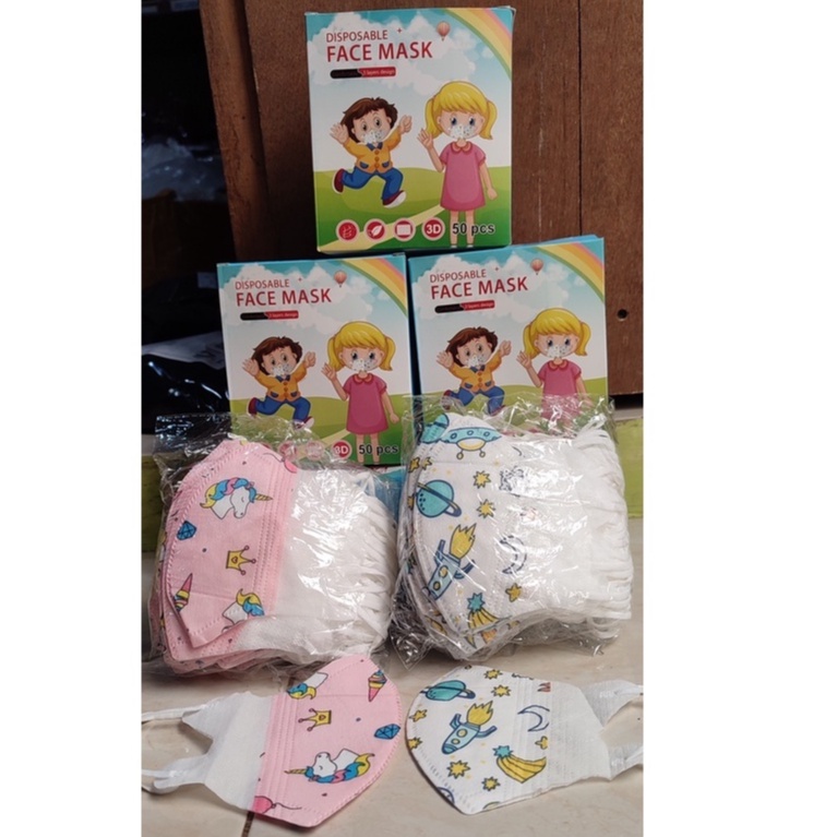 Masker Anak Masker Anak Motif Karakter isi 50 pcs 3D