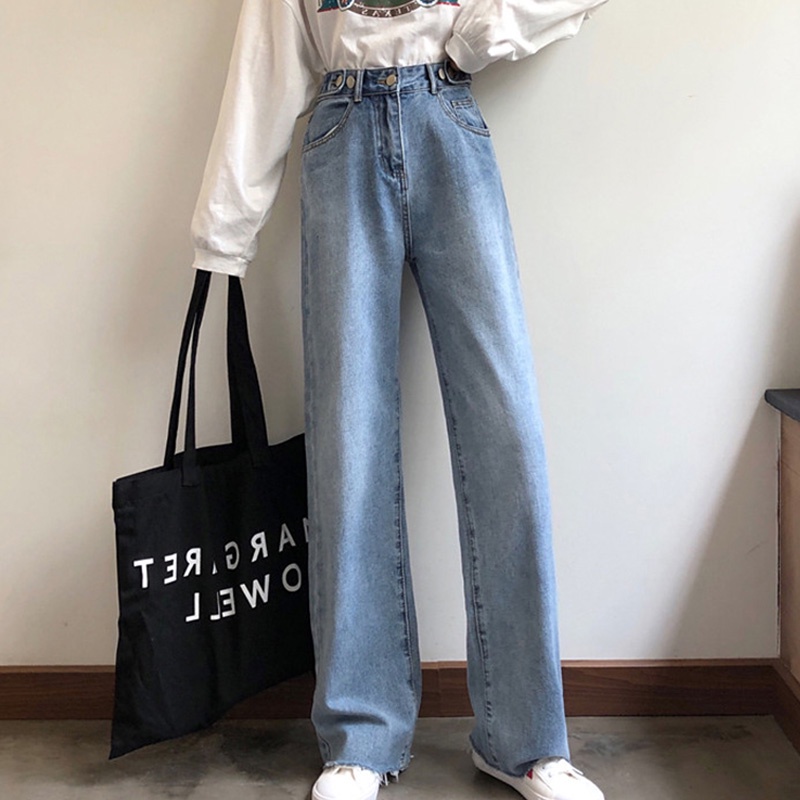 CELANA WANITA KULOT JEANS HIGHWAIST PANJANG KEKINIAN BIRU