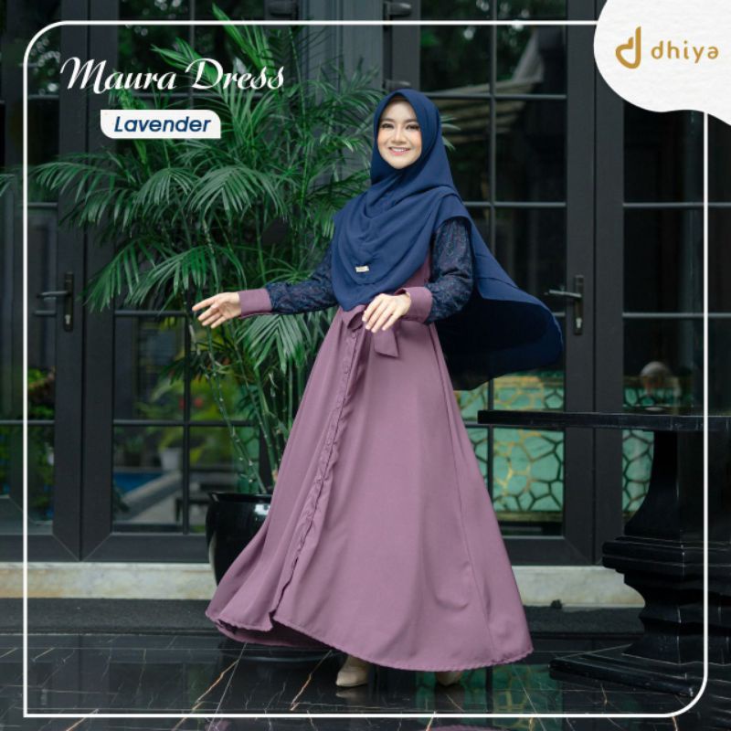 GAMIS BRUKAT MAURA DRESS BY DHIYA OFFICIAL GAMIS POLOS LENGAN BRUKAT