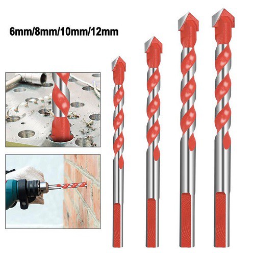 4 Pcs Mata Bor Beton Diamond Drill Twist Spade 6-12mm Triangular Handle Multifunctional