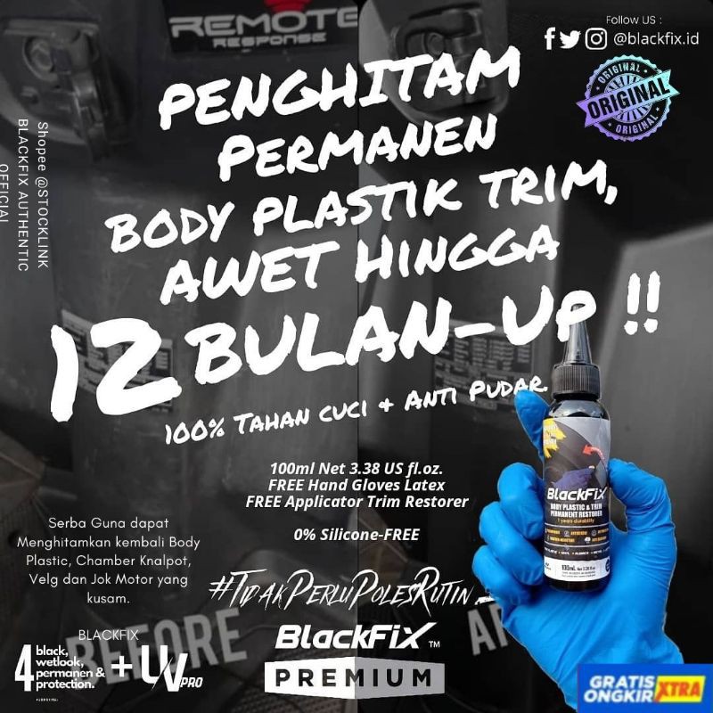 Blackfix Penghitam body motor, Chamber knalpot daya tahan 12 bulan lebih, 100% ORI Black Fix 100ml