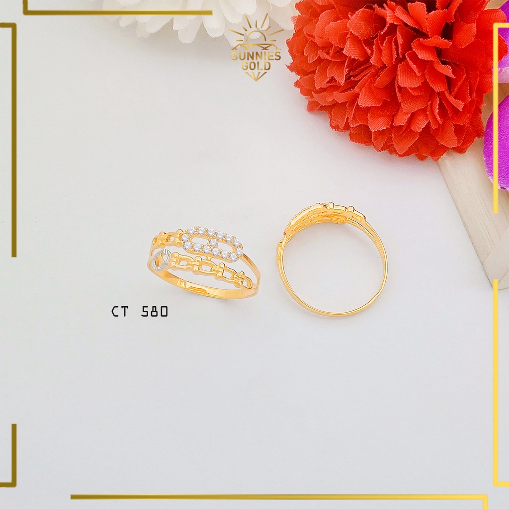 CINCIN WANITA EMAS ASLI KADAR 6K & 8K MOTIF RANTAI MODEL TUMPUK GLAMOUR MEWAH CINCIN CEWEK KOREA MUR