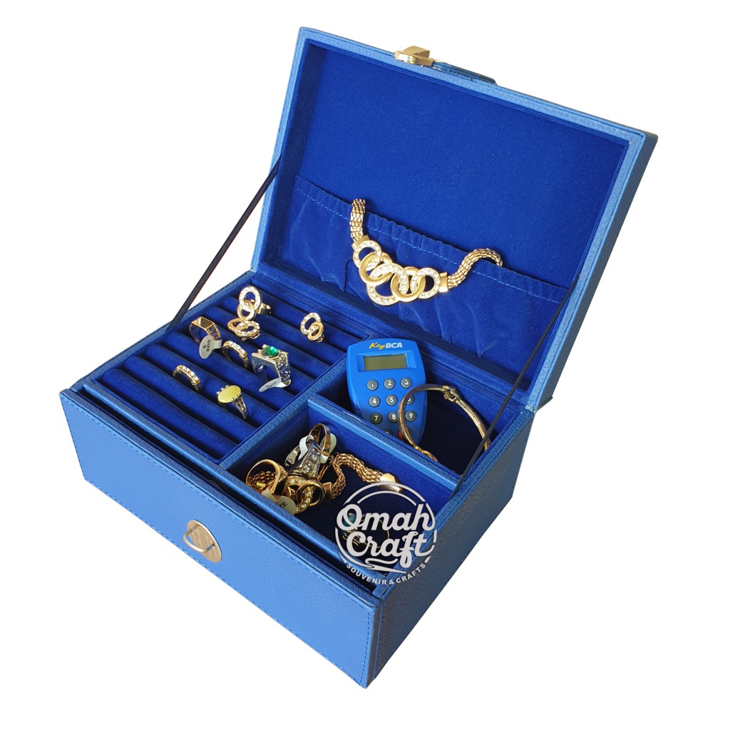 Kotak Tempat Perhiasan dan Aksesoris Cincin Gelang Kalung / Jewelry Box BIRU BENHURE