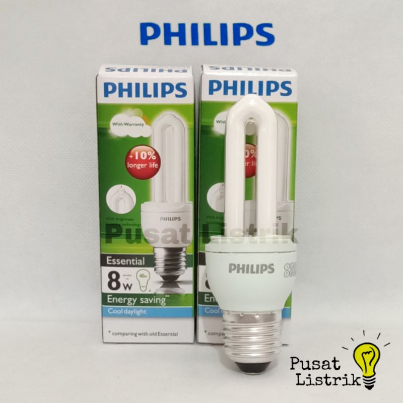 Lampu PLC 8watt Philips Lampu Essential 8w Putih