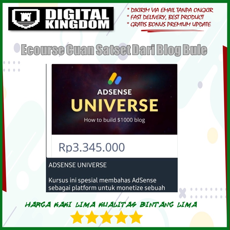 PROMO Ecourse Adsense Universe Kursus Belajar Adsense Bule | Cuan Satset dari Blog Bule