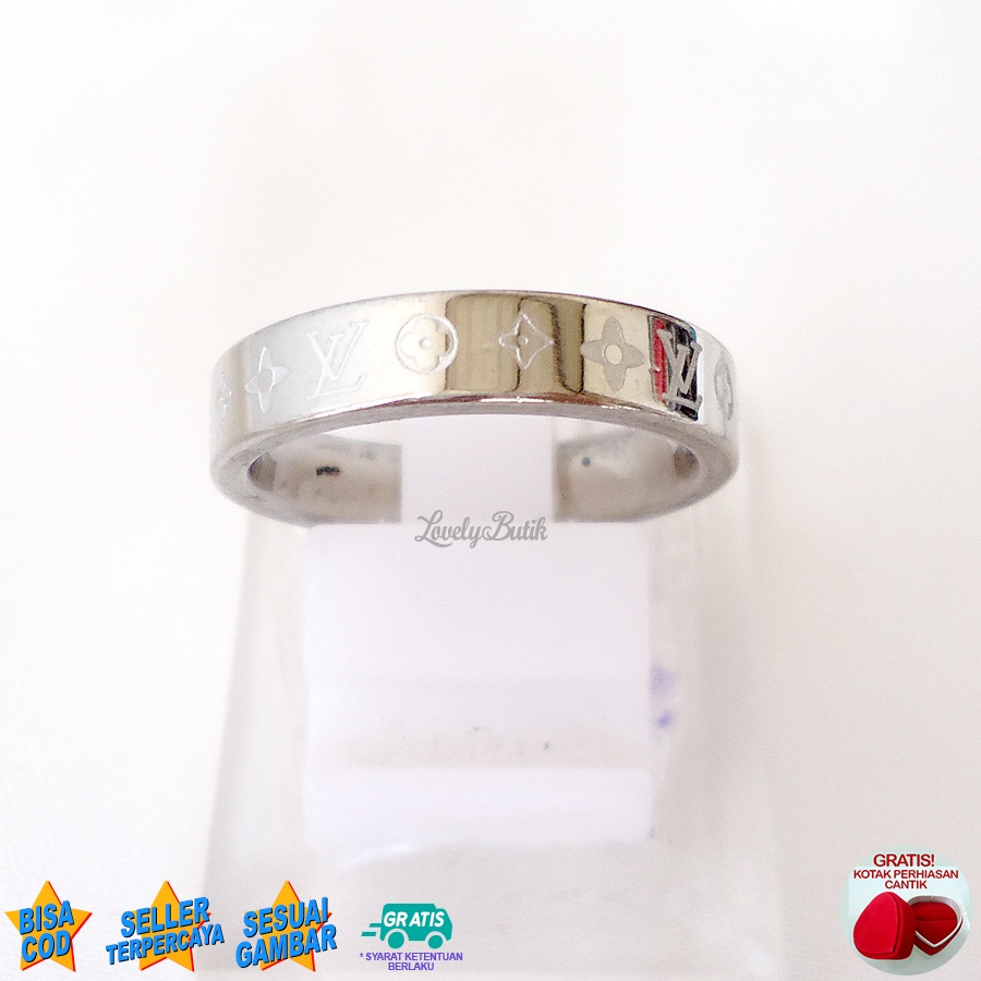 Lovelybutik Cincin Titanium Wanita  Anti Karat Anti Luntur 3vi Cincin Cewek Titanium Bonus Kotak Perhiasan