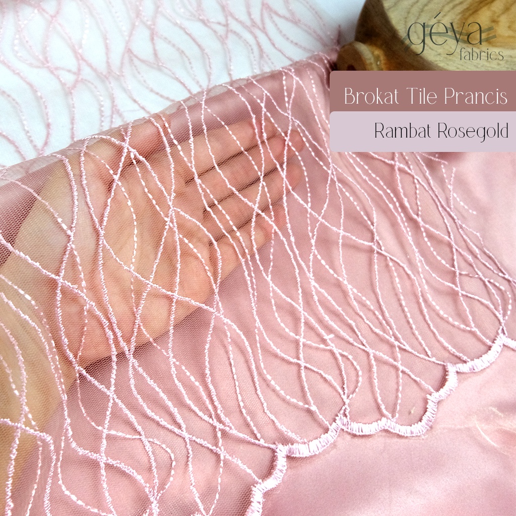 1/2 Kain Brokat Tile Prancis Bahan Kebaya Motif Rambat