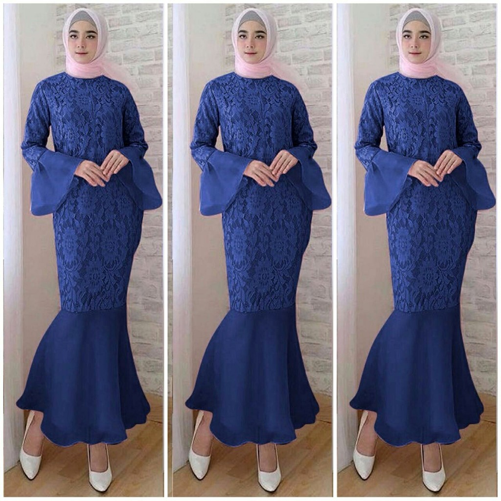 Maxi Mermaid Duyung Brukat Corneli Lapis Furing+ Organdi TERMURAH GAMIS BROKAT MUSLIM LEBARAN