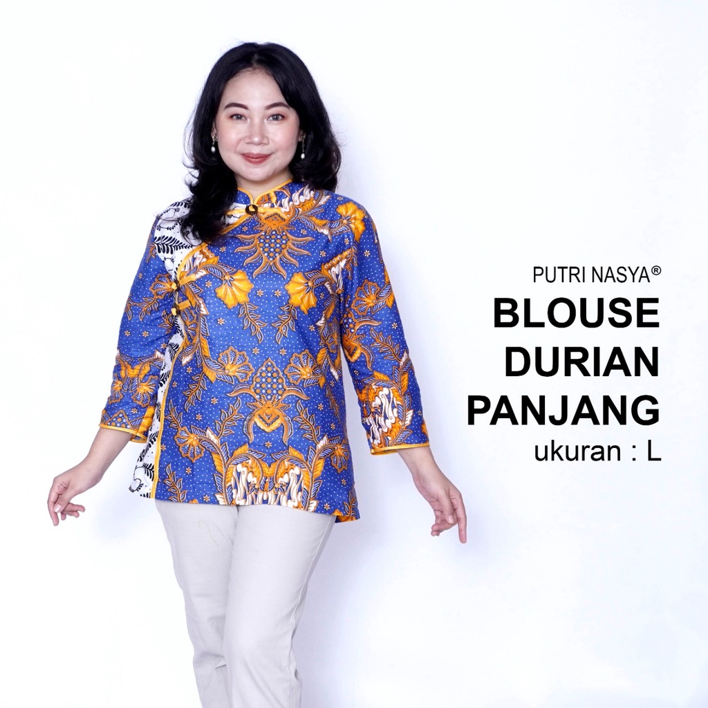 Blouse Big Size Wanita Atasan Batik Lengkap S-M-L-XL-2L-3L-4L-5L-6L-7L Model Blus Jumbo Seragam Batik / Atasan Formal Kantor Wanita / Pakaian Batik Kekinian Kerja Wanita LD 140