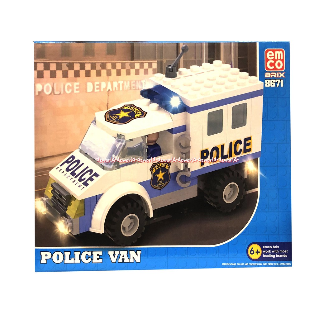 Emco 8671 Police Van Mainan Anak Brick Mobil Mobilan Polisi Mainan Brix Emco Brix Emco8671