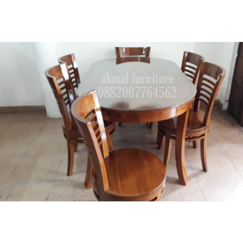 PROMO SET KURSI MAKAN CANTIK 6 KURSI JATI JEPARA