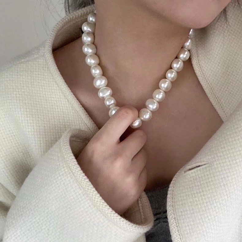 HIGH QUALITY PEARL NECKLACE FRENCH GIRLY SIMPLE CLAVICLE CHAIN SIMPLE KALUNG MUTIARA INS RETRO VINTAGE AKSESORIS WANITA FEMINIM PERHIASAN