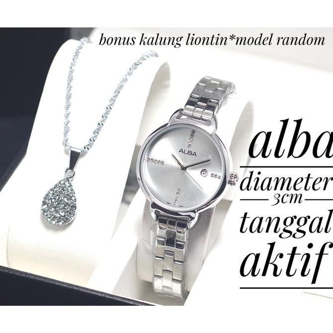 Jam Tangan Wanita Alba Bonus Kalung liontin Tanggal Aktif