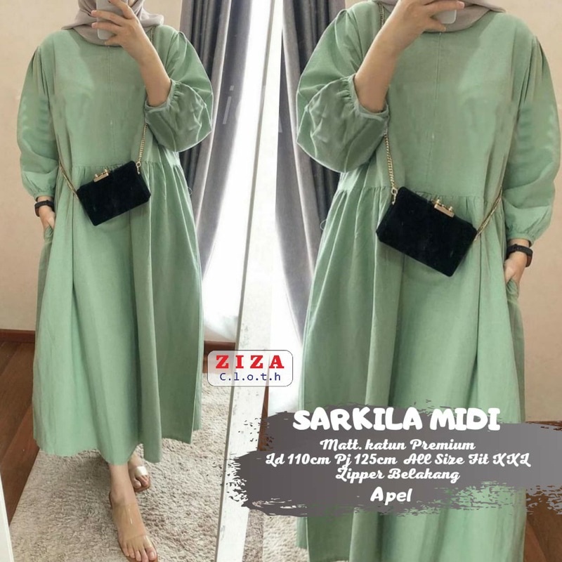 [midi dress]  midi dress bahan linen dan katun premium poplin busui friendly