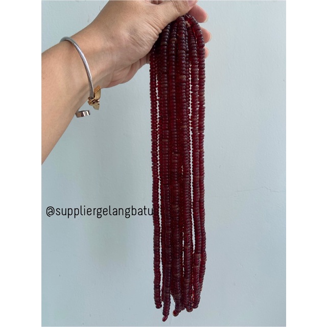 batu rondelle DARK RED quartz Beads 5 x 10mm spacer pembatas tasbih bahan perlengkapan muslim fashion sholat