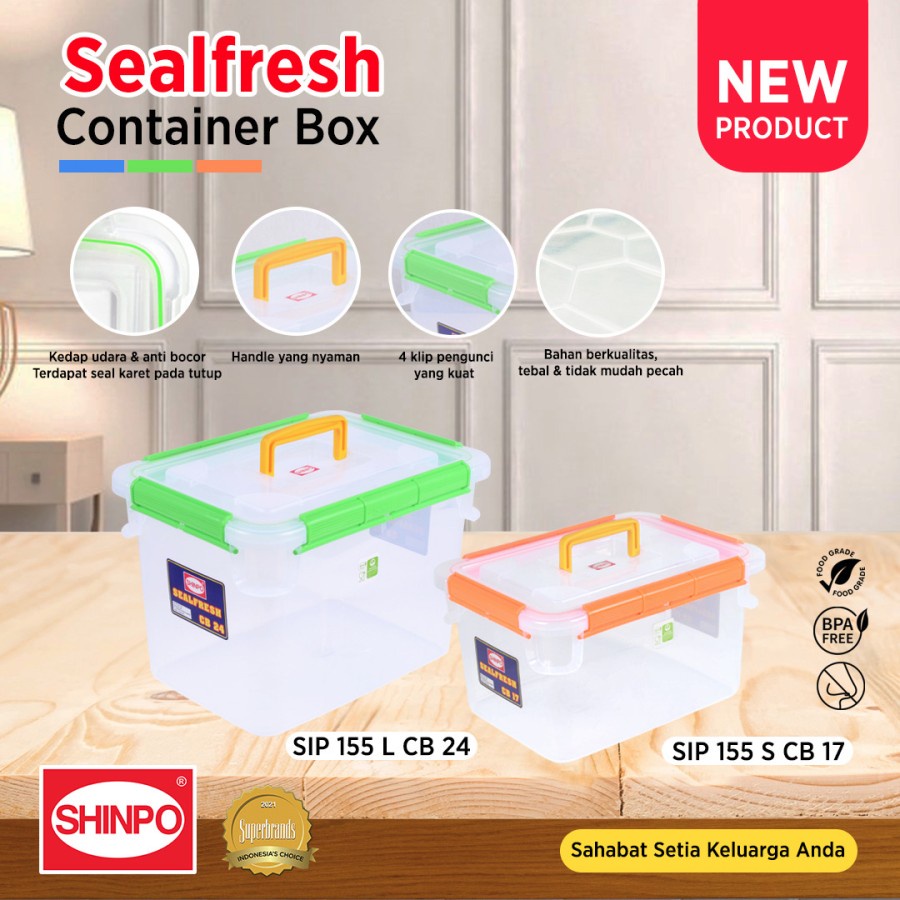 Shinpo Sealfresh Container Box Seal Kotak Kedap Udara Plastik Sotrage Keranjang Penyimpanan