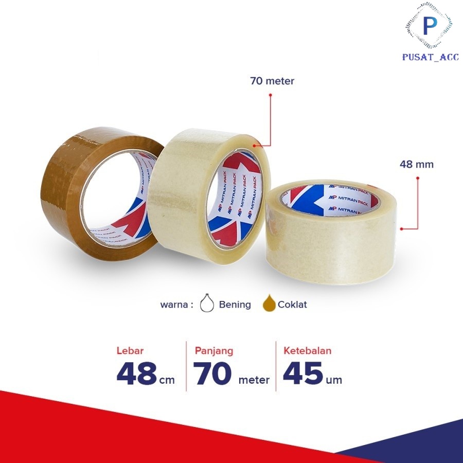 

LB70 - Lakban Bening - Coklat Mitran Pack Kualitas Bagus 70X48 mm 80 y