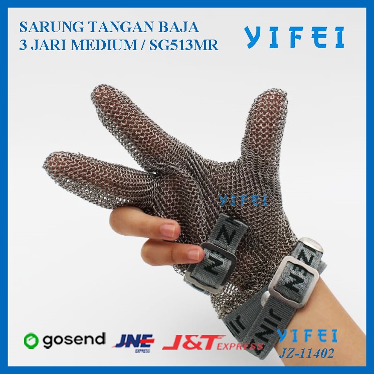 Sarung Tangan Baja 3 Jari SG513MR YIFEI-11402/Chain Protective Gloves