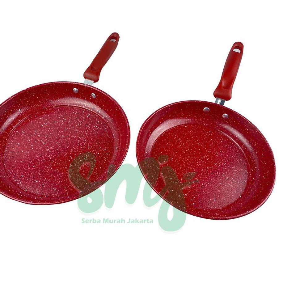 Import Terlaris☄️ SMJ - 1 SET WAJAN TEFLON FRYPAN MARBLE MARBEL BMW WAJAN WOK PENGGORENGAN CANTIK