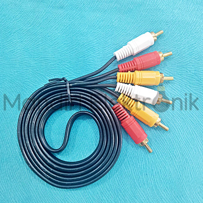 Kabel RCA Audio 3 ke 3 panjang 1.5m gold plated RCA 3x3 Kabel Audio 3 Warna 1,5 meter