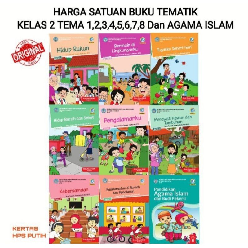 Harga satuan!! Buku siswa tematik k13 kelas 2 tema 1 sampe 8 revisi 2017/2018