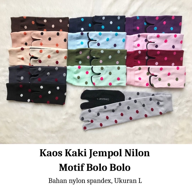 NOKEMAS 12 Pasang Kaos Kaki Jempol Nylon Motif Bolo Bolo