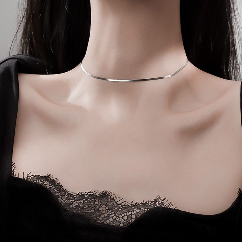 Delicate Shining Silver Color Chain Necklace For Woomen Girl Simple Clavicle Chain Party Jewelry Wholesale