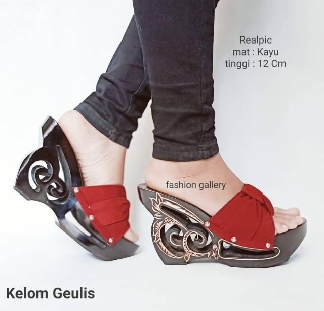 Spesial ramadhan - wedges wanita kelom geulis murah sendal wanita