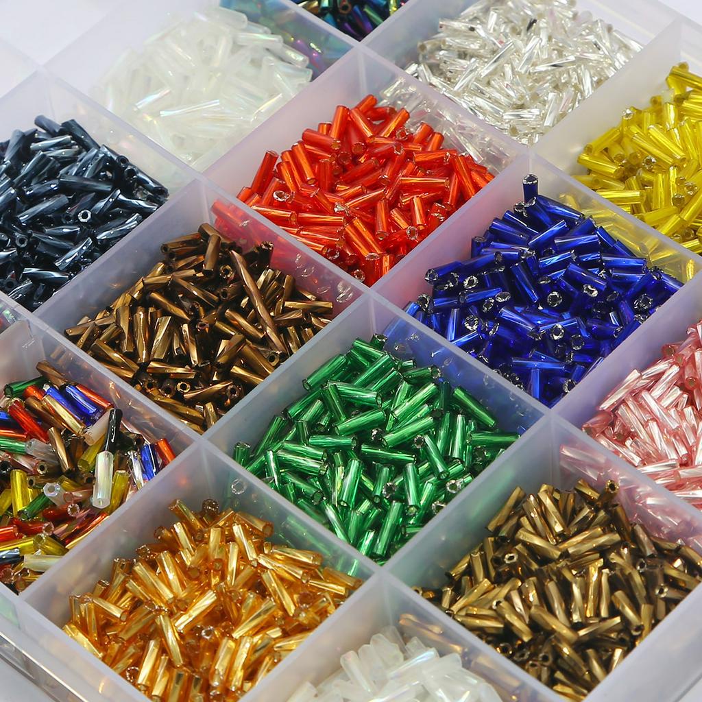 300pcs Manik-Manik Kaca Leptospira 2x6mm Warna Campur Untuk Membuat Perhiasan Diy