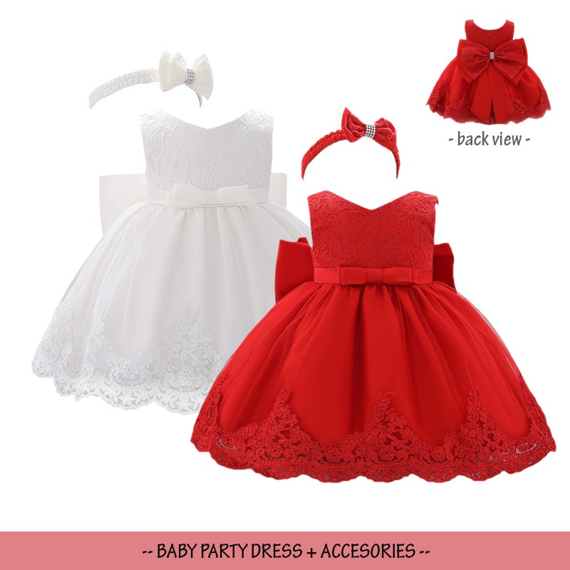 [Brandedbaby] 6M-3T DRESS PESTA BABY SET BANDANA / DRESS PESTA BAYI SET BANDANA