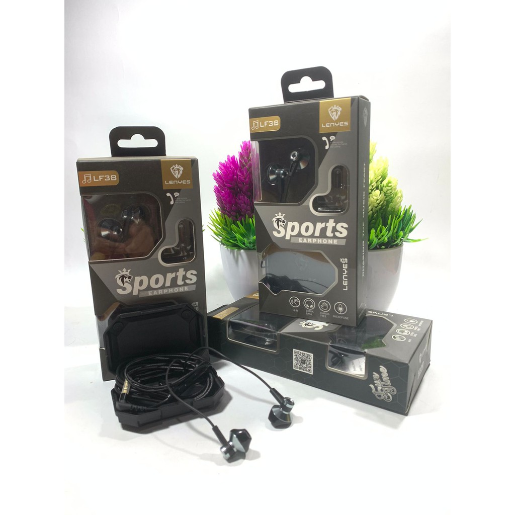 HEADSEAT HANDSFREE EARPHONE HF LENYES LF 38 STEREO BASS HIGH QUALITY