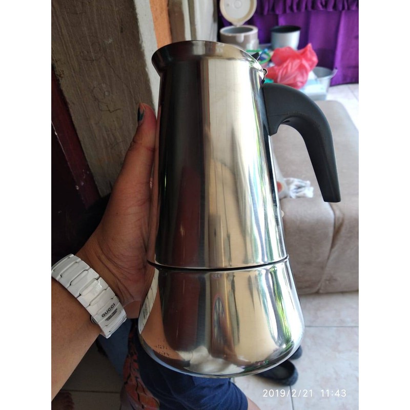 Teko Kopi Moka Pot Stainless Espresso Coffee Maker 300 ML