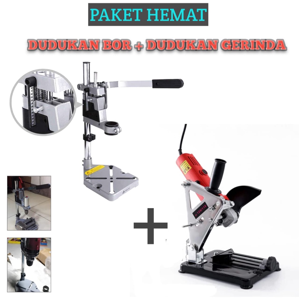 PAKET MURAH 2 ITEM STAND dudukan bor tangan dan dudukan gerinda tangan - Stand Mesin Bor / Gerinda Tangan Menjadi Bor/gerinda duduk/Stand Gerinda Dudukan Gerinda menjadi Cut Off