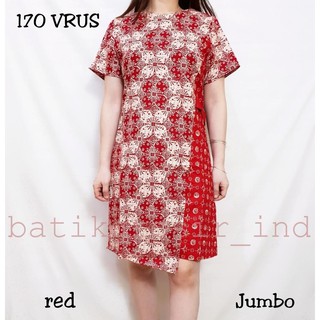 DRESS 170 VRUS DRESS BATIK  ASIMETRIS WARNA MERAH EDISI  