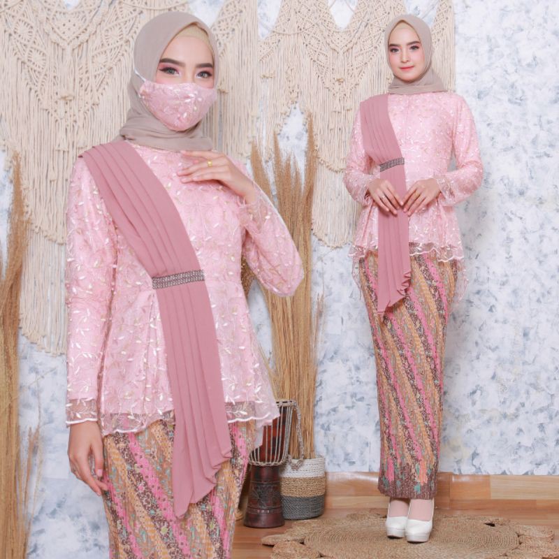 NEW TILLE SELENDANG MAYANG ( FREE MASKER ) /KEBAYA MODERN/KEBAYA WISUDA-Rosegold
