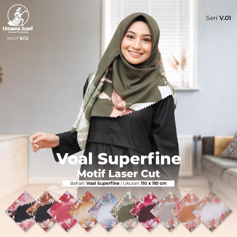 Segiempat motif umama voal superfine laser cut