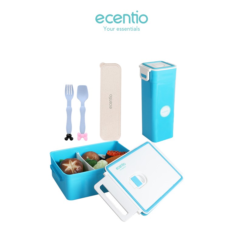 

Ecentio 2 pcs Anak Kotak Makan Set/1000ml lunch box/600ml Botol Air/Sendok&Garpu