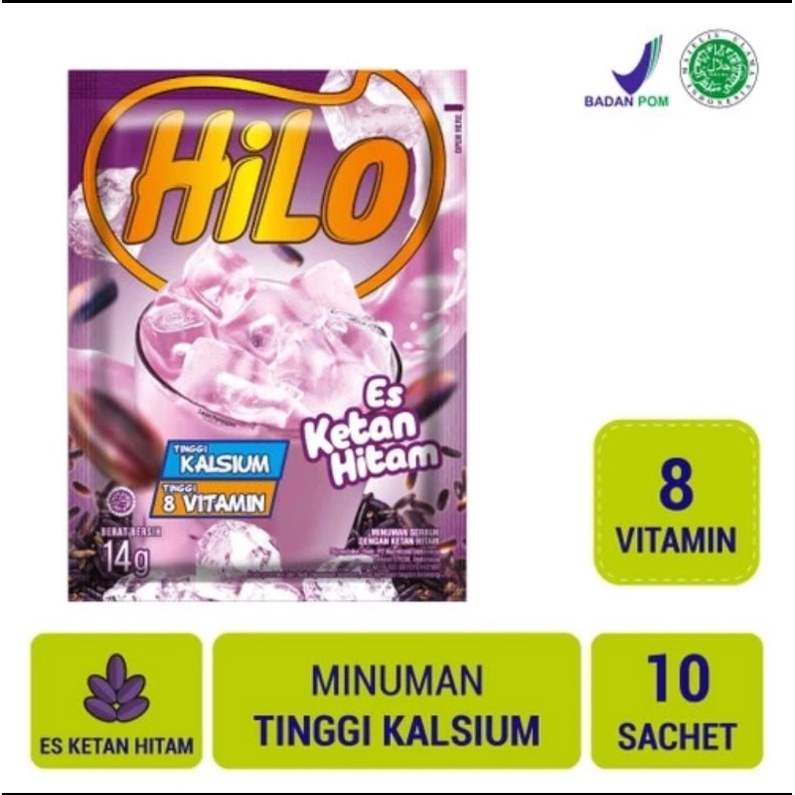 

hilo kemasan renteng isi 10 sachet/rtg rasa baru es ketan hitam dan es teler