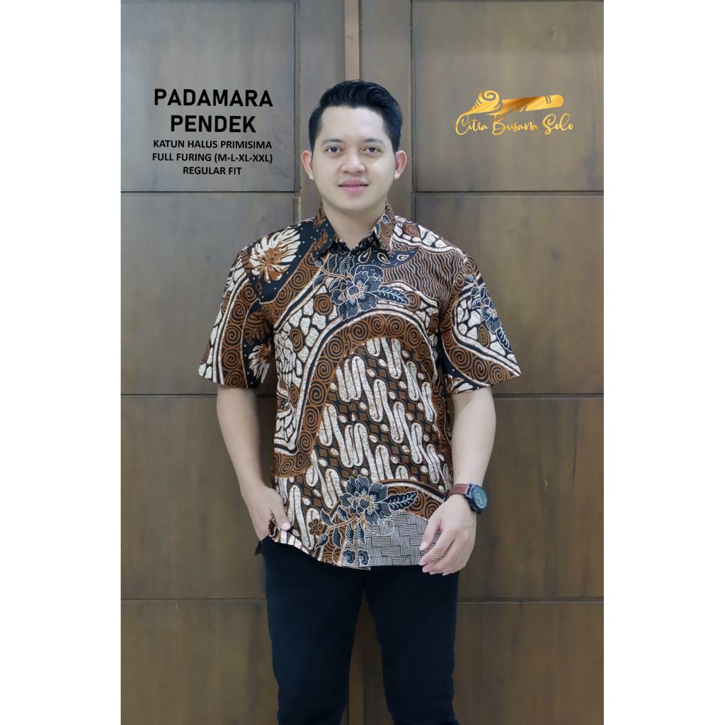 PADAMARA PENDEK Kemeja Batik Pria Full Furing Bahan Katun Primisima