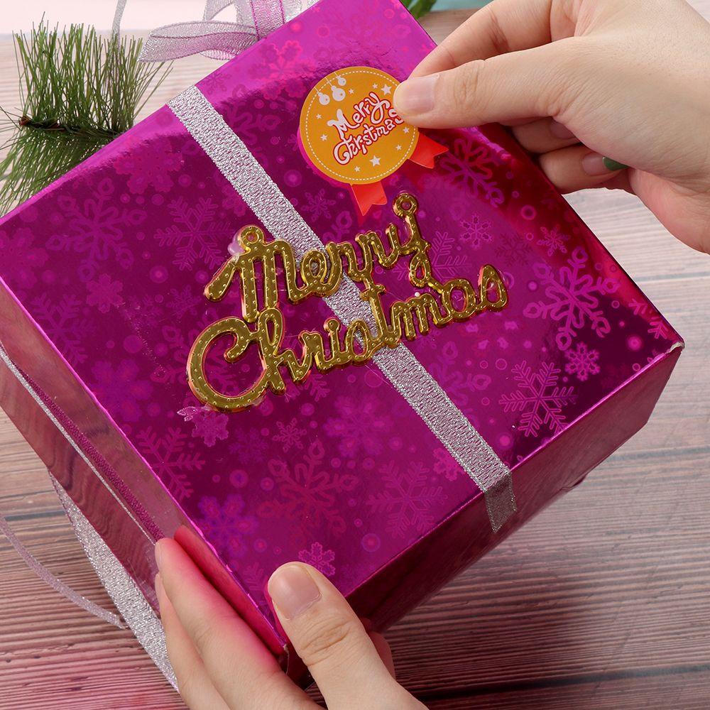 Solighter Kertas Hadiah Stiker DIY Perlengkapan Pesta Biskuit Kotak Hadiah Festival Dekorasi Sealing Craft Merry Christmas