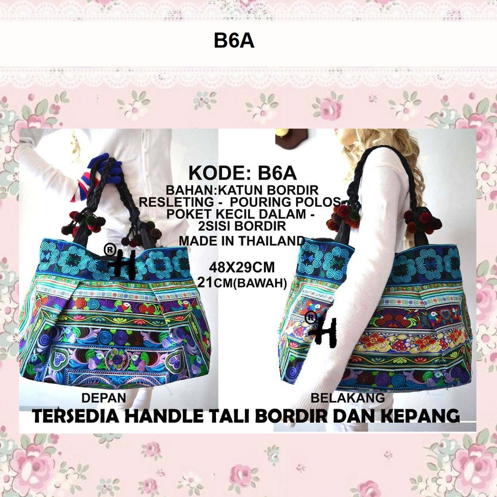 Tas Tote Bag Etnik Bordir Wanita Murah Import Bangkok Thailand Terbaru