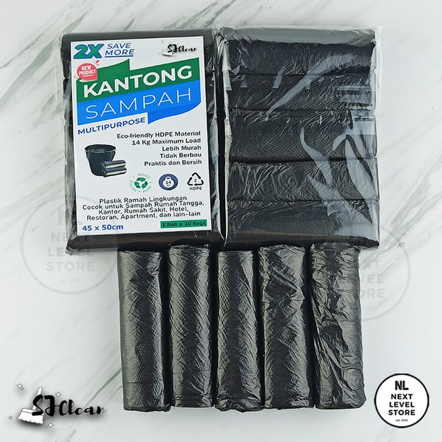 Premium Garbage Bag Kantong Sampah 45x50cm SJClean (1 roll) - Hitam