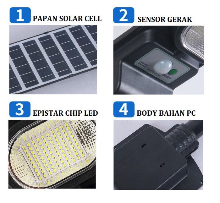 [WS] LAMPU TERLARIS MURAH Lampu Jalan TENAGA MATAHARI / SOLAR CELL 100WATT ALL IN ONE - 100watt+ PIPA