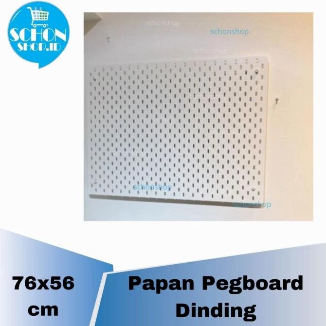 

Pegboard 76x56cm Rak Papan Dinding Pegboard Berlubang Motif Kayu/Putih