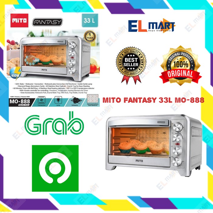 MITO oven listrik 33 liter Fantasy MO-888 / MO888 Low Watt 450W Pemanggang ( KHUSUS GOJEK/GRAB)