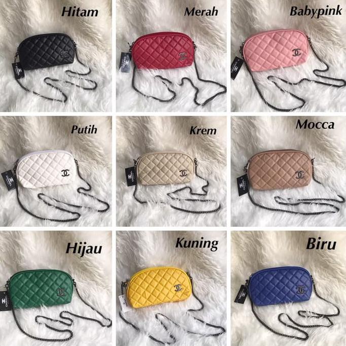 Tas Pesta Tas Chanel Kerang Sling 2Ruang Batam Import Selempang Wanita Warna Merah Berkualitas