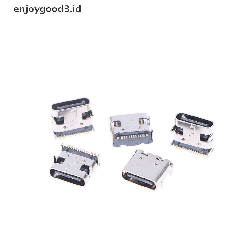 10pcs Konektor Soket Usb 3.1 16 Pin Tipe C Female Untuk Charger Handphone